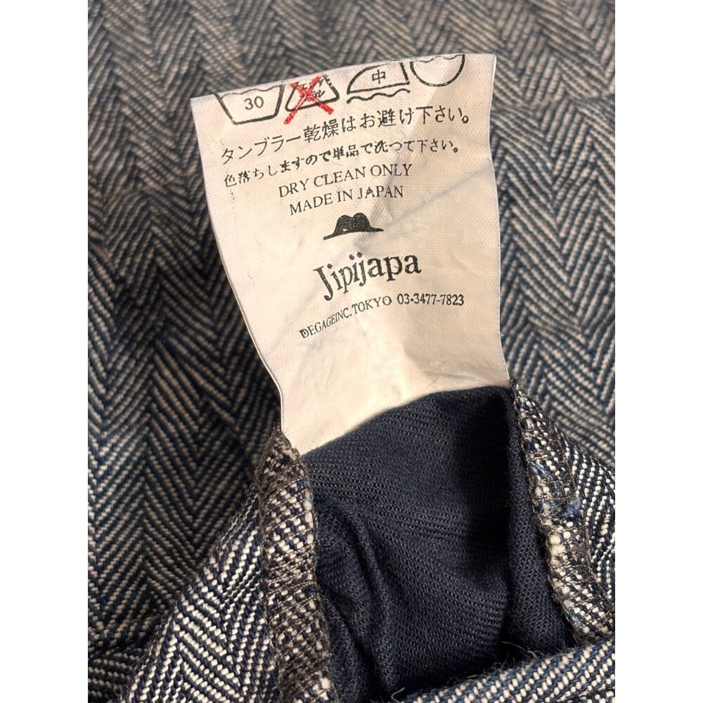 Jipijapa Japan Pants Size 2 Blue Herringbone Button High Rise Lace Up Back - Picture 7 of 8